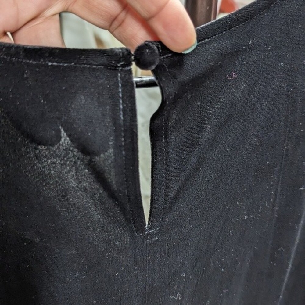 Vintage Y2K Gap Small Black 90s Crushed Velvet Short‎ Sleeve Jumpsuit Mob Wife - Picture 7 of 7